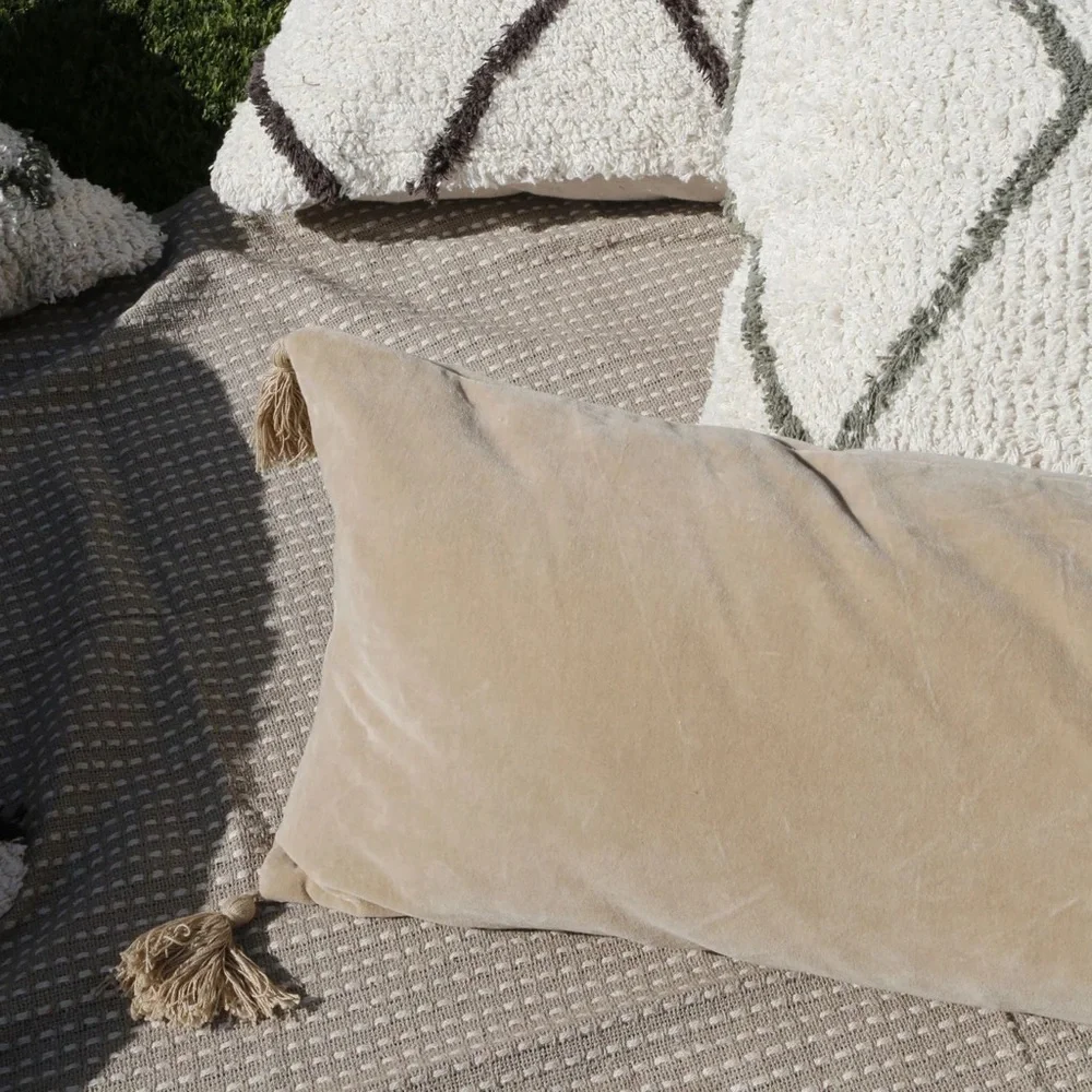 POM POM AT HOME Bianca Rectangle Throw Pillow Tan Accent Pillow Cover  218$